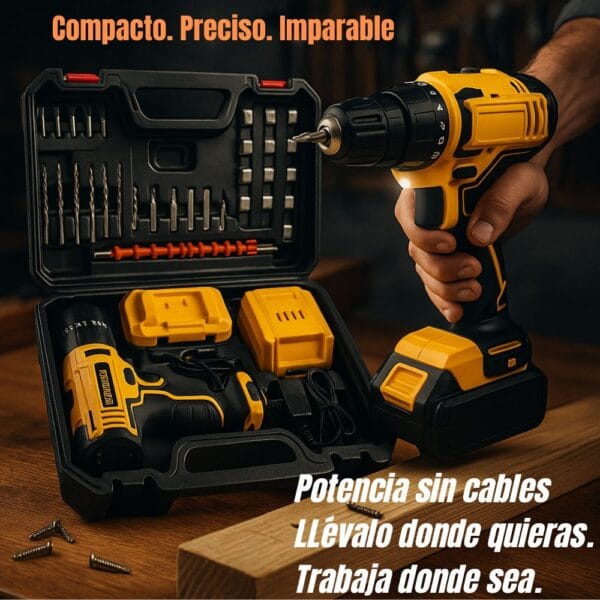 Taladro Inalámbrico con Kit Completo