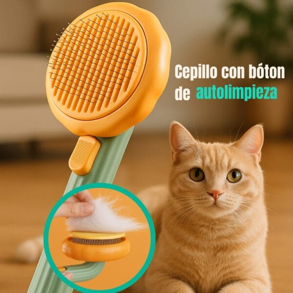 Cepillo Removedor de Pelo para Mascotas - Con Botón Autolimpieza