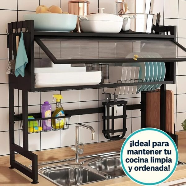 Escurridor de platos con tapa - 2 niveles